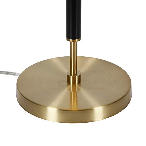 Image of Henn&Hart 25 inch Tall 2-Light Table Lamp with Fabric Shade in Black /Brass /White, Lamp, Desk Lamp for Home or Office