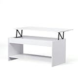 Estante regulable hasta 22 mm Marca Amazon - Movian Aggol Modern - Mesa de centro elevable con balda inferior, 50 x 100 x 44 cm (blanco)