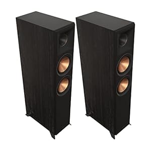 Klipsch RP-6000F II 2.0 Dual Floorstanding Speaker Pair with 90° x 90° Hybrid Tractrix Horn, 1” LTS Tweeter, 6.5” Cerametallic Woofers, and Dolby Atmos Options for Premium Home Theater Sound in Ebony