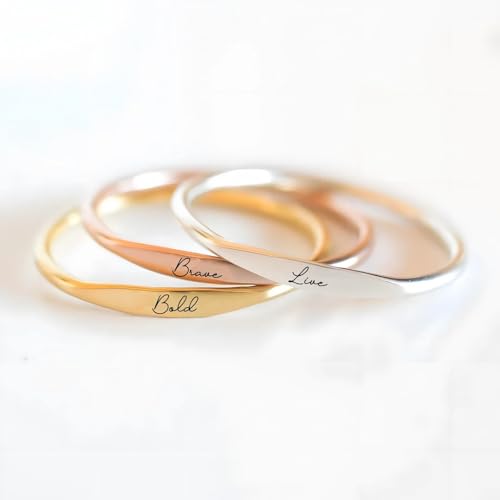 Personalized Name Ring for Women Mother's Day Custom Gift Engraved Mom Stacking Dainty Ring Matching Friend Bridesmaids Promise Grandma Jewelry Gift4