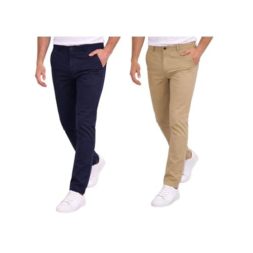 La mejor selección de Pantalones Caballeros favoritos de las personas. 48 Holstone Paquete de 2 Pantalones Estilo Chino de Gabardina Premium Hombre - Ideales en Uso Casual y la Oficina | Ropa y Moda Caballero - Pantalón de Algodón. (34, Azul Marino -...