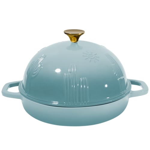Flavehc Bread Oven Cast Iron Bread Dutch Oven with Cloche Lid for Bread Baking Blue Enameled Cast Iron Bread Oven with Dome Lid for Sourdough 5 qt by Flavehc - Used condition - CA$71.99