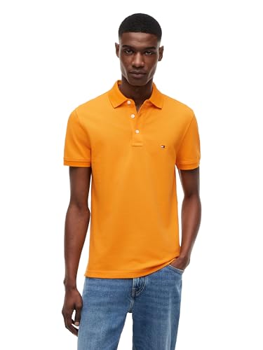 Image of Tommy Hilfiger Men's Short Sleeve Polo Shirts in Slim Fit with Stretch and Organic Pique Cotton
