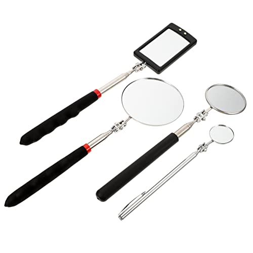 Ciieeo Inspection Mirror for Mechanic 4pcs Telescoping Led Mirror Flexible Inspection Tool Light