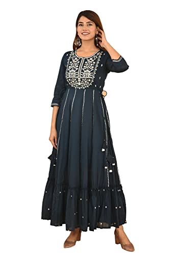 Image of Kaajh Women's Cotton Embroidered Ethnic Dress
