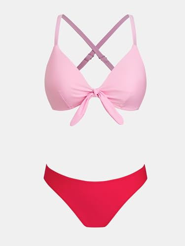 Image of CUPSHE Women's Two Piece Bikini Set Floral Print Knot Bunny Tie