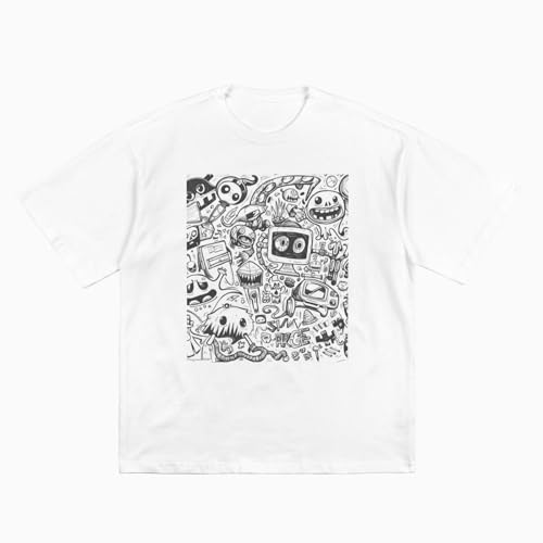 T-shirt d'été pour homme col rond manches courtes évitant la chaleur doodles