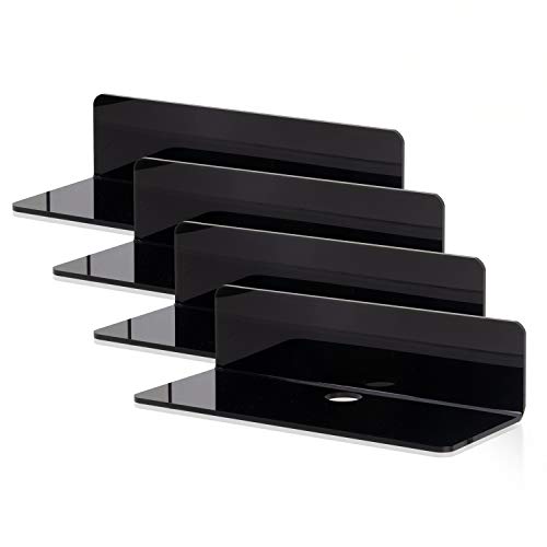 Acryl Wandregale Schweberegale Kleines Displayregal für Smart Speaker Webcam Schalter Elektronik ( 4er Pack) Schwarz