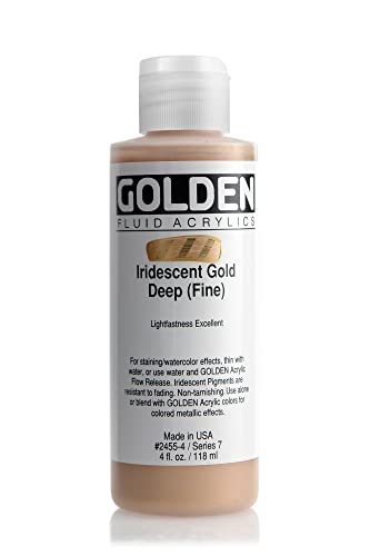 Golden Fluid Acrylic, 4 Ounce Bottle, Iridescent Gold Deep Fine
