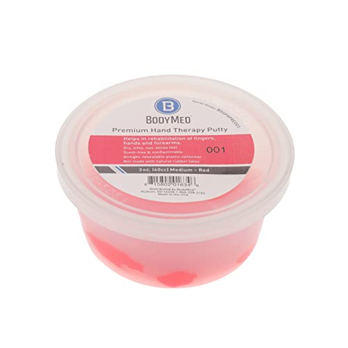 BodyMed Premium Hand Therapy Putty, Red, 3 Oz., Medium, Strengthening Therapy Putty for Physical Rehabilitation