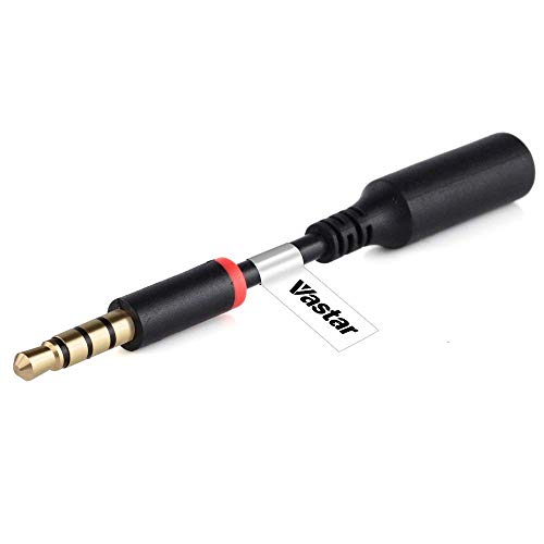 Vastar 3.5mm Headset Audio Jack Extender; Headphone Adapter for Battery Charger Case and More; 4 Pole 3.5mm Male to 3.5mm Female Extension Cable; No Distortion/Works with Volume Controls, and More