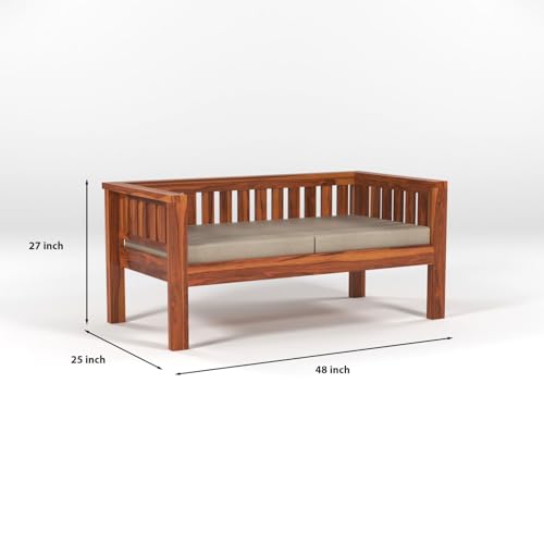 Image of KINGS HOME FURNITURE Sheesham Wooden 7 Seater Sofa for Living Room | Rosewood 7 Seater Cushion Sofa Low Height | Solid Wood Sofa Set for Lounge (3+2+2,Honey)