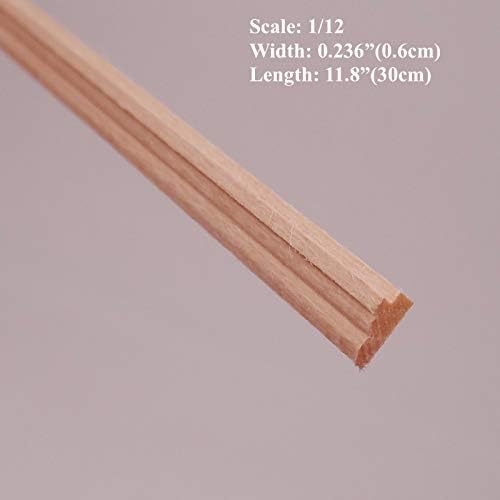 Miniatura 1 de Escala 1/12 casa de muñecas en miniatura para ventana y puerta de madera, moldura de acabado de madera; 10 unidades de largo de 1.8 pulgadas de