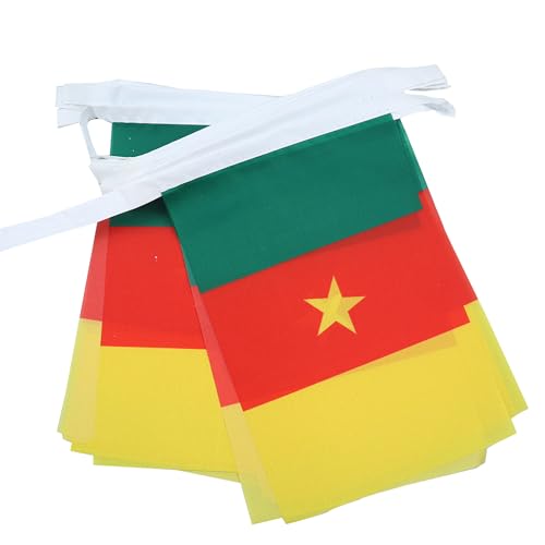 Image of AZ FLAG Cameroon 6 meters BUNTING Flag 20 flags 9'' x 6'' - Cameroonian STRING flags 15 x 21 cm