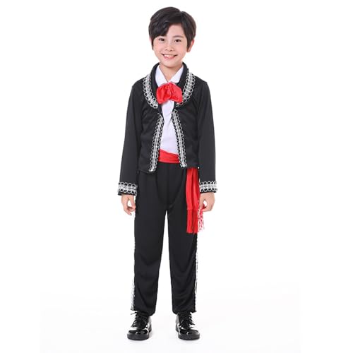 Costume Traditionnel Mexicain pour garçons - Ensemble Mexicain pour Enfants - Veste, Pantalon, nœud Papillon et Ceinture