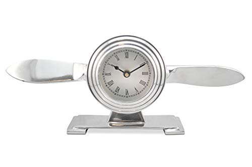 Abstract Airplane Propeller Desk Clock - Polished Aluminum