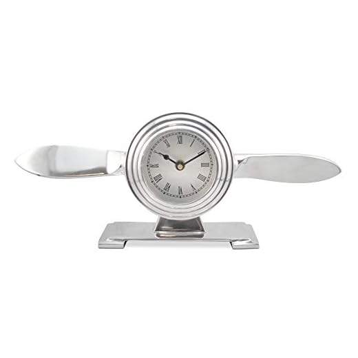 Abstract Airplane Propeller Desk Clock - Polished Aluminum