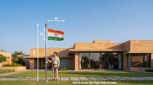 Image of The Flag Corporation Indian National Outdoor Flag Of 2Ft X 3Ft In Knitted Polyester Hulk Knit, Multicolour