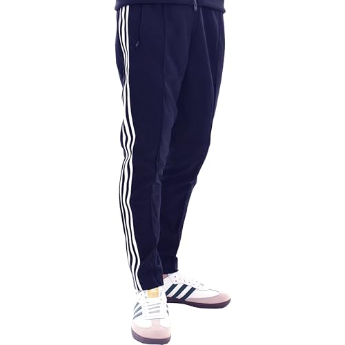 Image of Men's Black Track Pants with Side Stripes for Gym, 100 cm, Relaxed Fit