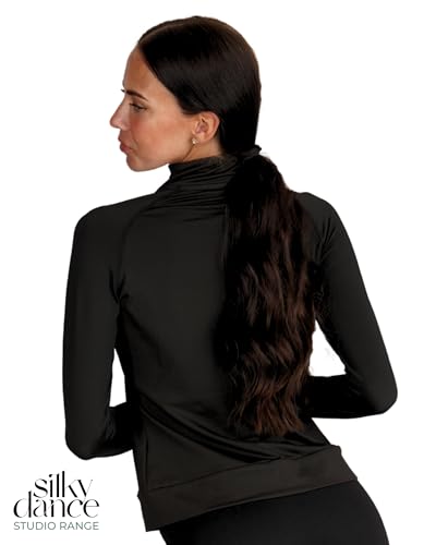 Silky Dance Zip Up Running Jacket for Women's, Training Sports Dance Jacket - Black - Medium - Image 2