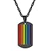 Goldchic Pendentif Personnalisé Homosexuel Homme Femme Arc en Ciel LGBT Plaque Militaire Acier Inoxydable Personnalisable-Collier Prénom Chaîne [Noir] - Bijoux Cadeau Fête Garçons Couple