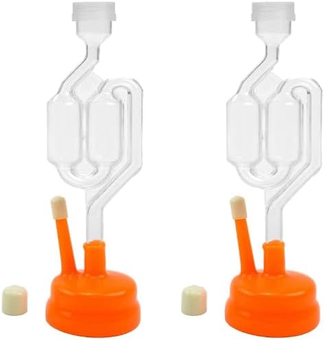 Twin Bubble Airlock with Universal Orange Carboy Cap - 2 Pack Bundle