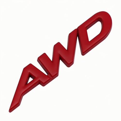 Image of 1x Metal AWD Letter Logo Emblem Badge Fits for Auto Car Trunk Large All Wheel Drive Decals (Red)