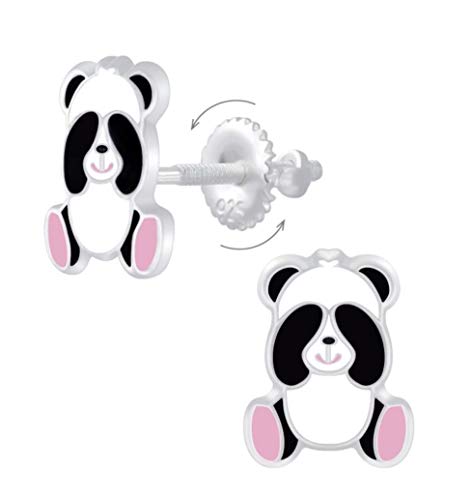 La Rosa Princesa - Pendientes para niñas Oso panda, con Cierre de Rosca Cover