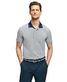 Brooks Brothers Men's Short Sleeve Performance Stretch Mini Stripe Golf Polo Shirt, Navy, Large