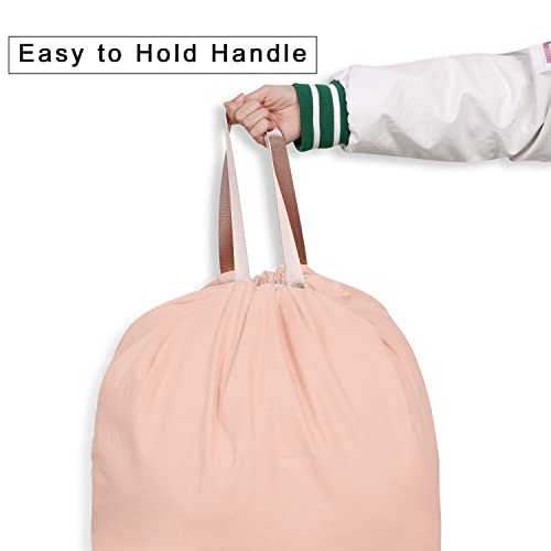 Sanferge Cotton Canvas Laundry Bag With Handles & Drawstring Straps, Heavy Duty Extra Large Laundry Bags For Laundromat And Household, Washable Travel Dirty Clothes Bag Hamper Liner, 25.5 X 34 Inch, Light Pink #TOP1