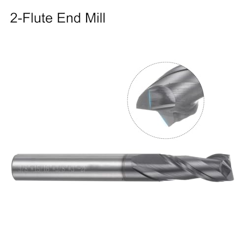 Image of uxcell End Mill 3 /8 inch x 15 /16 inch 2 Flutes Spiral Helical Groove Tungsten Steel Straight Shank CNC Milling Bits