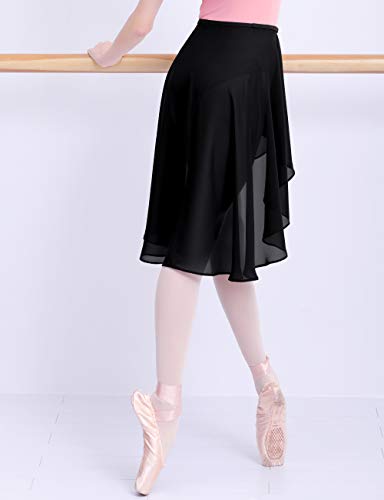 Daydance Black Women Ballet Skirts Asymmetrical Side Dip Sheer Chiffon Dance Skirts #TOP2