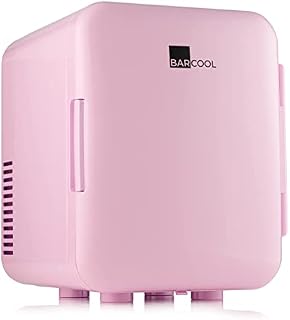 Barcool Cosmo4 Mini Fridge | 4 Litre / 6 Cans | AC/DC | Portable Small Desktop Cooler for Skincare/Beauty, Bedroom, Dorm, Car, Office & Travel (Pink)