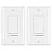 [2 Pack] BESTTEN Decorative Rocker Light Dimmer Switch with Horizontal Slider & Side Adjuster for Incandescent or Halogen Bulbs, CFL and LED Dimmable Lamps, Decor Wall Plate Included, UL Listed, White