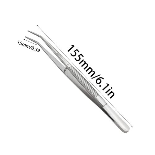 Lmyzcbzl Gebogene Pinzette, Edelstahl Pinzette, Nähmaschine Pinzette, Universal-Pinzette, Mehrzweckpinzette, mit Gebogener Gezahnter Spitze