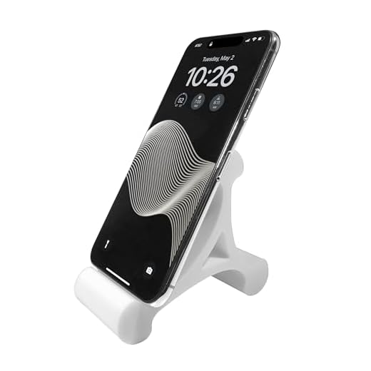 Mica Design Company Skalene Phone Stand - 100% Silicone Rubber, Adjustable Phone Holder, Prop, Rest - Desk, Office, Home, Kitchen Accessory (Arctic White)