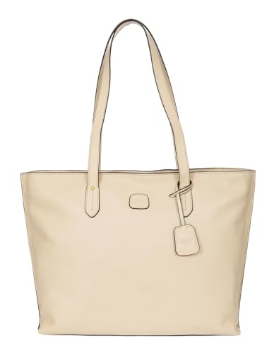 Bric's Volterra Shopping L Ivory : Sac à main femme en cuir ivoire grand format
