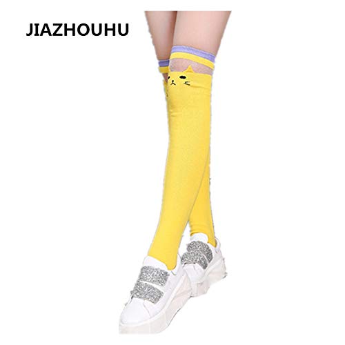 Calcetines de compresión ligeros y largos de algodón con encaje y estampado anime 3