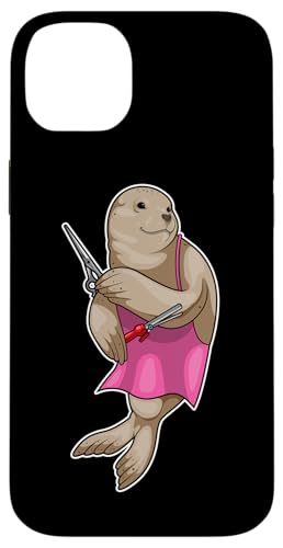 アザラシ 美容師 はさみ スマホケース iPhone 14 Plus 用