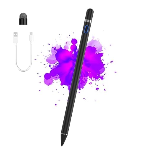 Compatible for iOS&Android Touch Screens Active Stylus Pen,Stylus Pens for Touch Screens,Rechargeable Stylus for i-Pad/Pro/Air/Mini/i-Phone/Cellphone/Samsung/Tablet Drawing&Writing (Black)