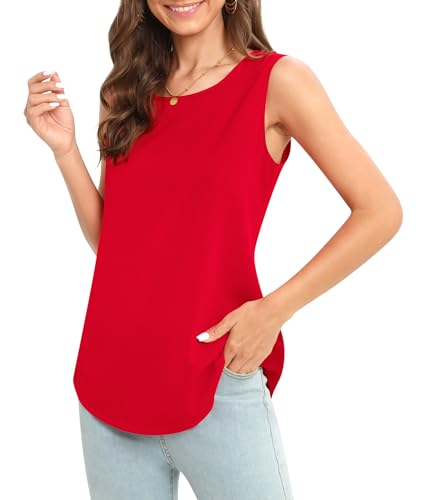 Image of Women's Sleeveless Chiffon Tank Top Business Casual Blouse Tunic Top
