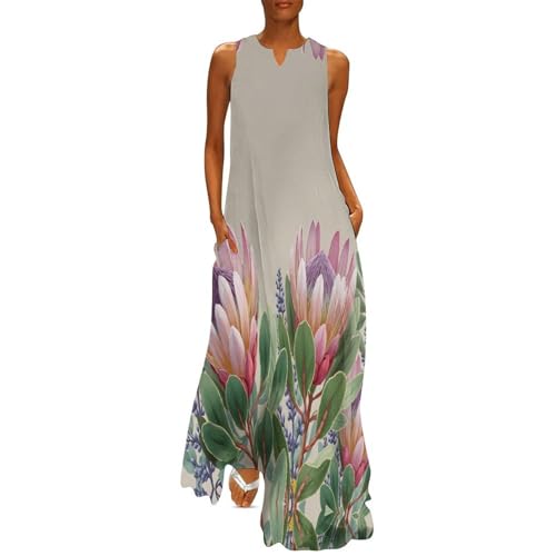 Robe longue femme boho en coupe ample fluide couleur brun