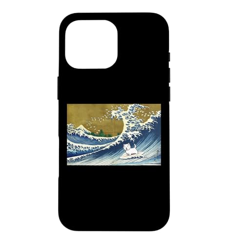 Funny Mens Women Retro Vintage Surfing Wave Westie Dog Lover �X�}�z�P�[�X iPhone 16 Pro Max �p