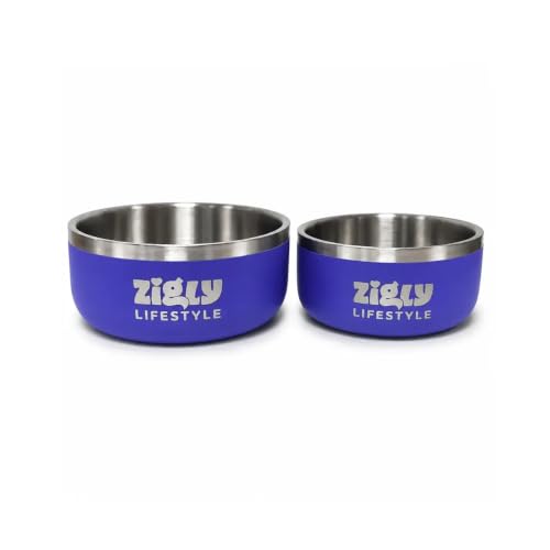 Image of Zigly Lifestyle Ultimate Double Walled Dog Bowl Blue - Small