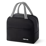 Aucuu Bolsa Térmica Porta Alimentos, 5L Nevera Portátil con Aislamiento, Bolsa Nevera Portatil, Bolsa de Almuerzo Reutilizable con Aislamiento, Impermeable, Viajes, Picnic, Oficina-Negro