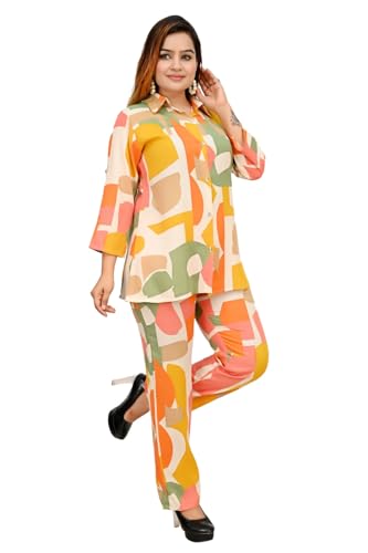 Image of Women's Ethnic Co-ord set For Women|| Long Straight Shirt Kurta With Pant Set For Women|| Shirt set For Women|| Fancy Top & Bottom set For Women