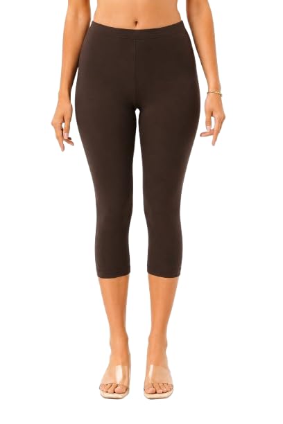 Women's Solid Cotton Spandex Capri Leggings | Stretchable Slim Fit | Elastic Waist | Comfortable Casual & Ethnic Wear-picture-30