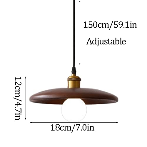 Suspension en bois chic plafonnier réglable E27 salon moderne - 3