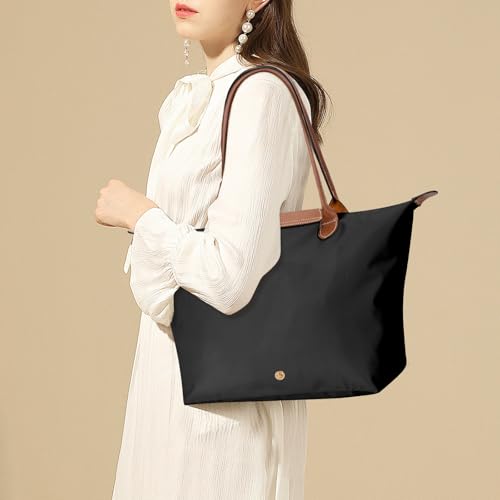 Image of Tote Bag for Women with Purse Organizer Insert, Foldable Waterproof Nylon Bag for Travel, and Daily Use,Medium Size.
