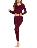 Thermal Underwear Women Ultra-Soft Long Johns Set Base Layer Skiing Winter Warm Top & Bottom Wind Red Plus Size